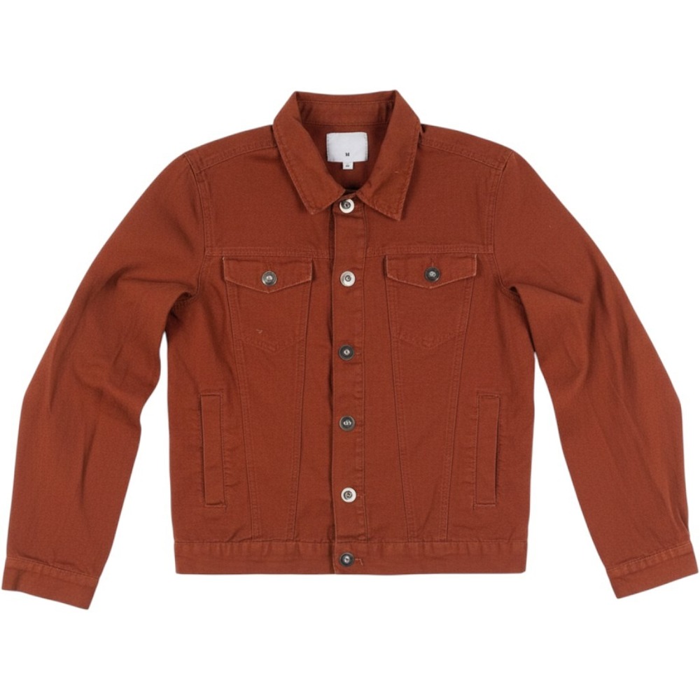 Cedar Wood State Trucker Jacket Women Medium Canvas Button Up Rust Orange